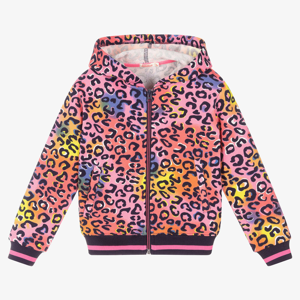 Billieblush - Girls Pink Leopard Zip-Up Top | Childrensalon