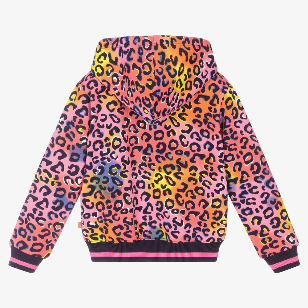 Billieblush Girls Pink Leopard Zip Up Top