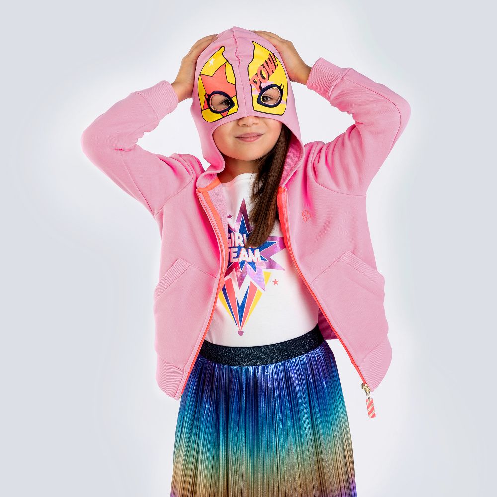 Billieblush-توب بسحّاب قطن جيرسي لون زهري للبنات | Childrensalon Outlet