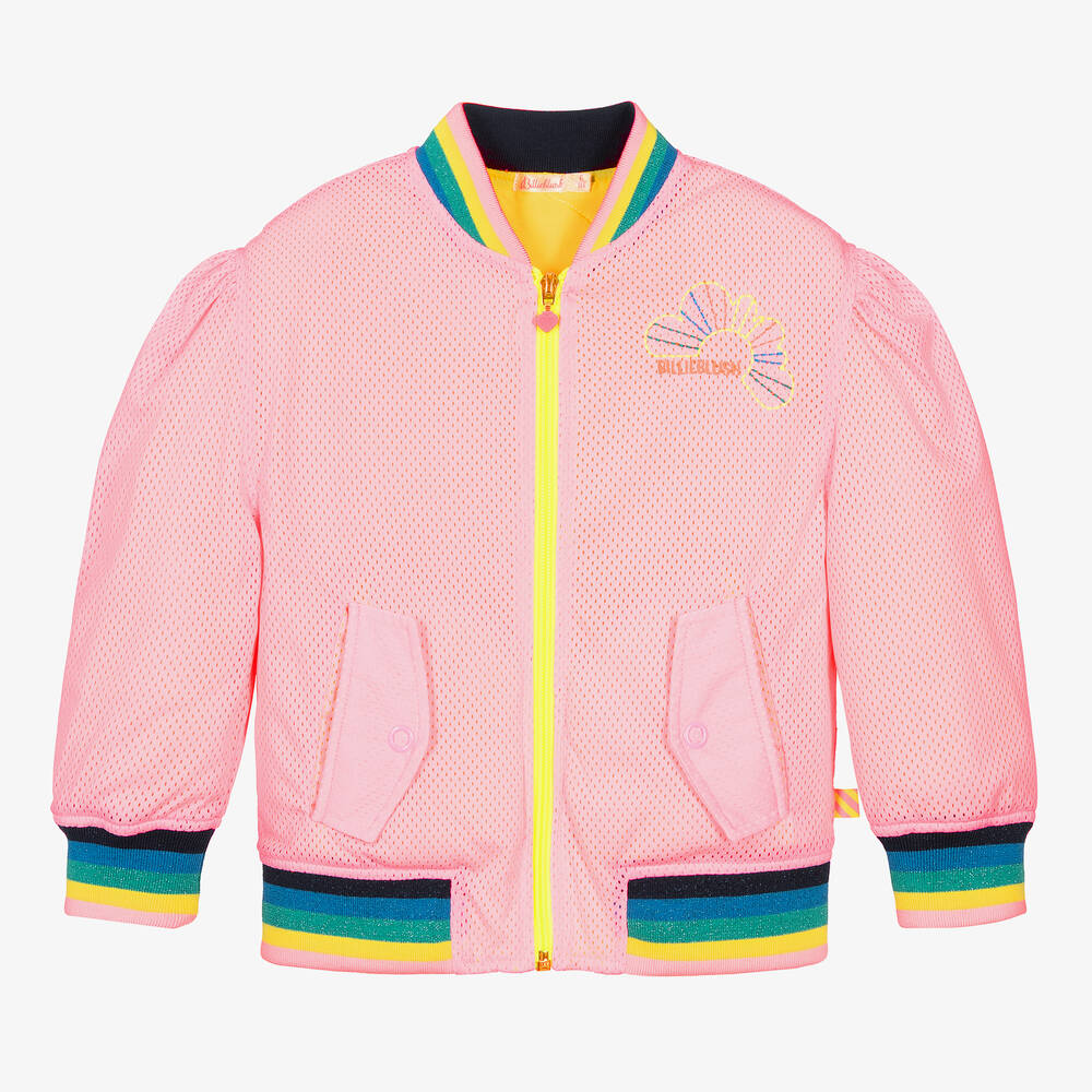 Billieblush-Girls Pink Mesh Bomber Jacket | Childrensalon Outlet