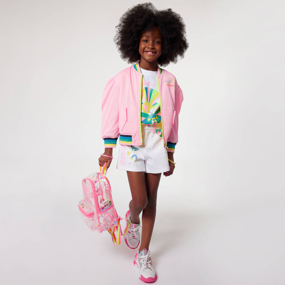 Billieblush Girls Pink Mesh Bomber Jacket Childrensalon Outlet