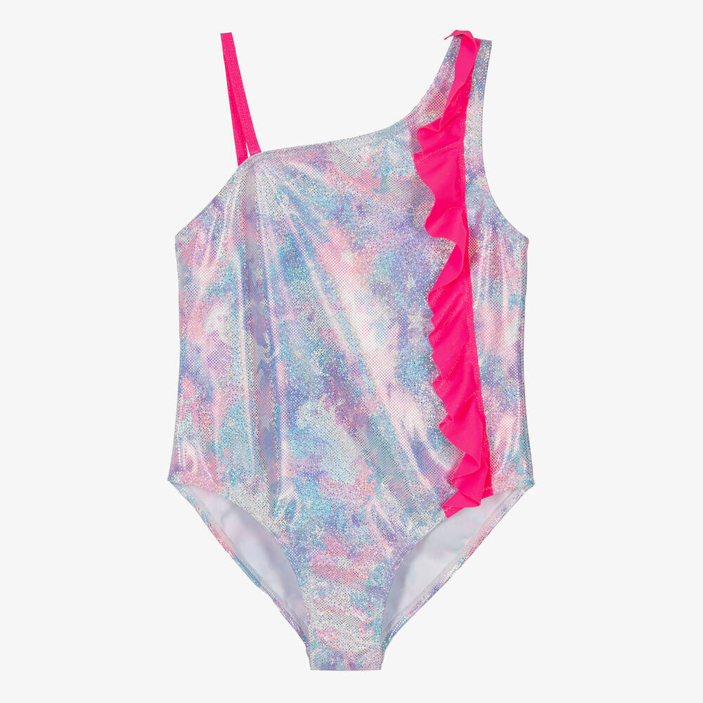Billieblush - Girls Pink Metallic Unicorn Swimsuit | Childrensalon