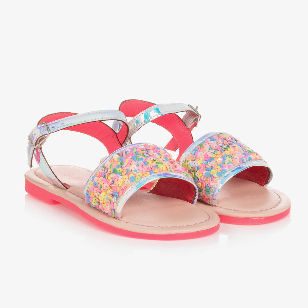 Billieblush - Girls Pink Multicoloured Sequin Sandals | Childrensalon