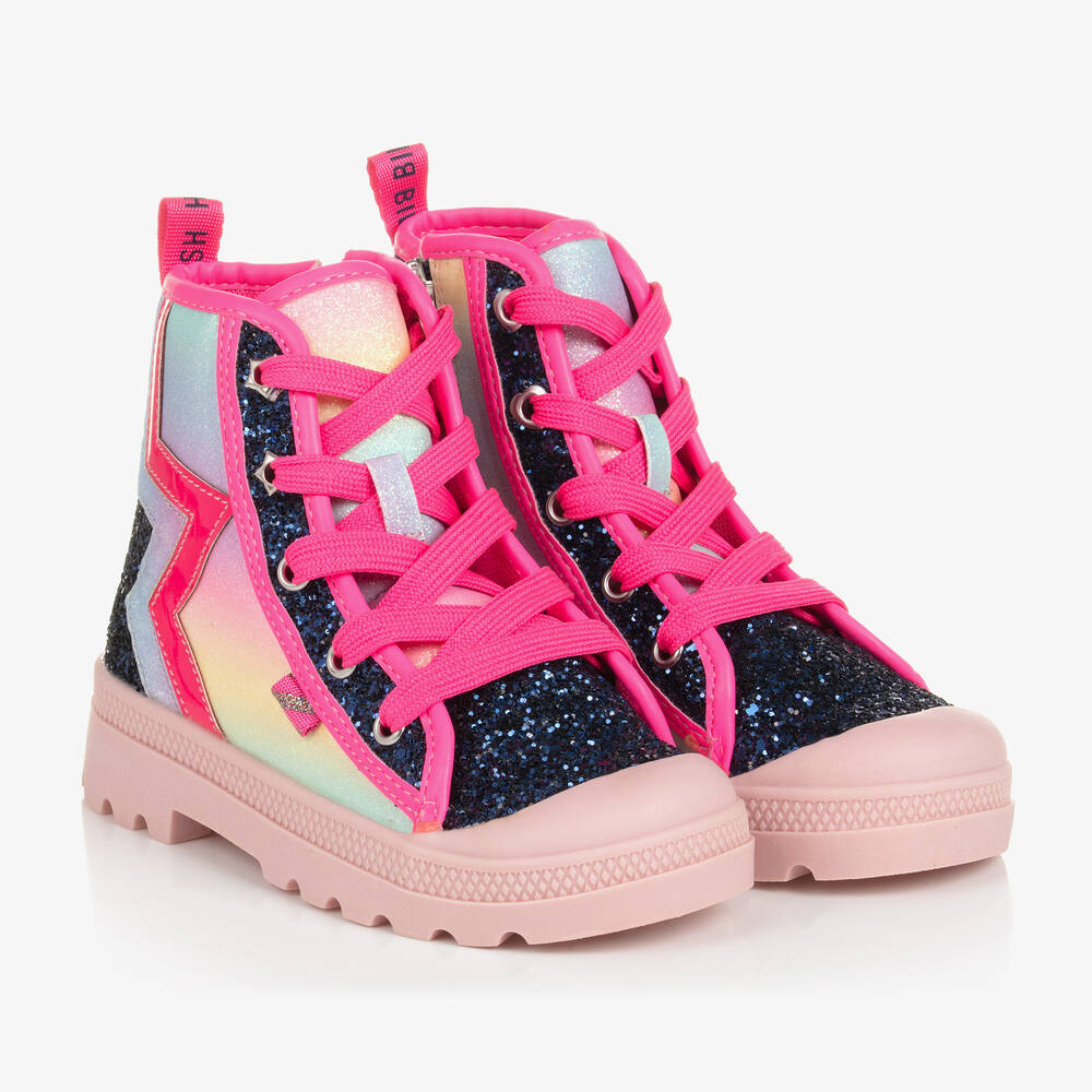Billieblush - Girls Pink & Navy Blue Glitter Ankle Boots | Childrensalon