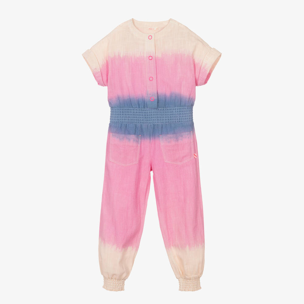 Billieblush - Girls Pink Ombré Cotton Jumpsuit | Childrensalon