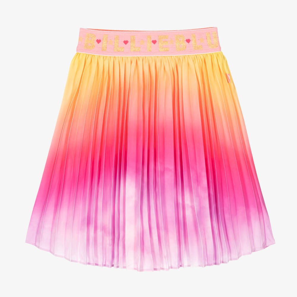 Billieblush - Girls Pink Ombré Pleated Satin Skirt | Childrensalon