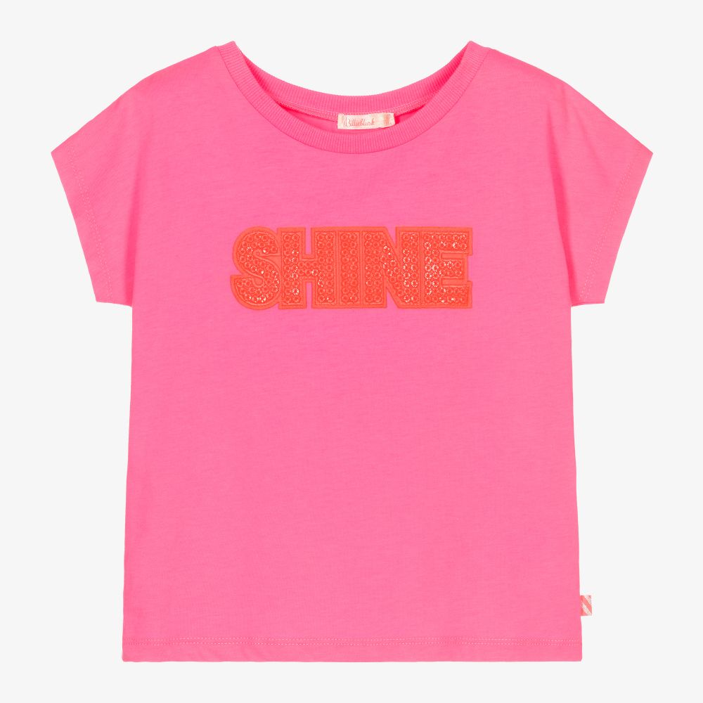 Billieblush - Неоново-розовая хлопковая футболка для девочек | Childrensalon