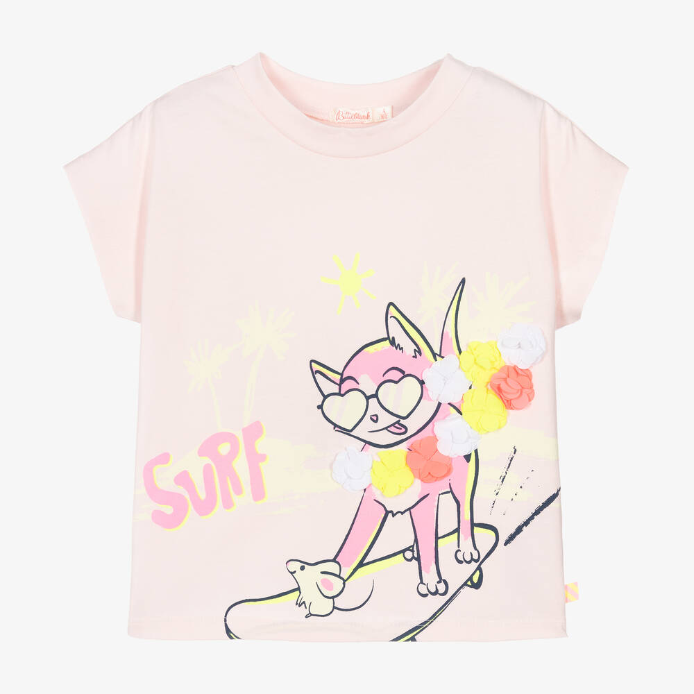 Billieblush-Girls Pink Organic Cotton T-Shirt | Childrensalon Outlet
