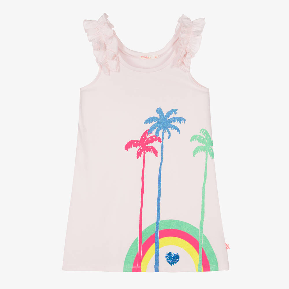 Billieblush - Girls Pink Palm Print Cotton Dress | Childrensalon