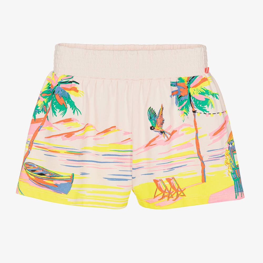 Billieblush - Girls Pink Palm Print Cotton Shorts | Childrensalon