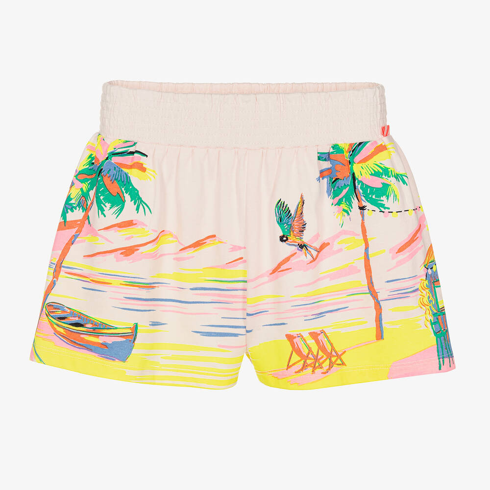 Billieblush - Rosa Baumwollshorts mit Palmenprint | Childrensalon