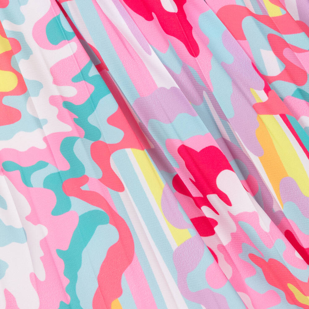 Billieblush-تنورة بكسرات لون زهري بطبعة ملونة | Childrensalon Outlet