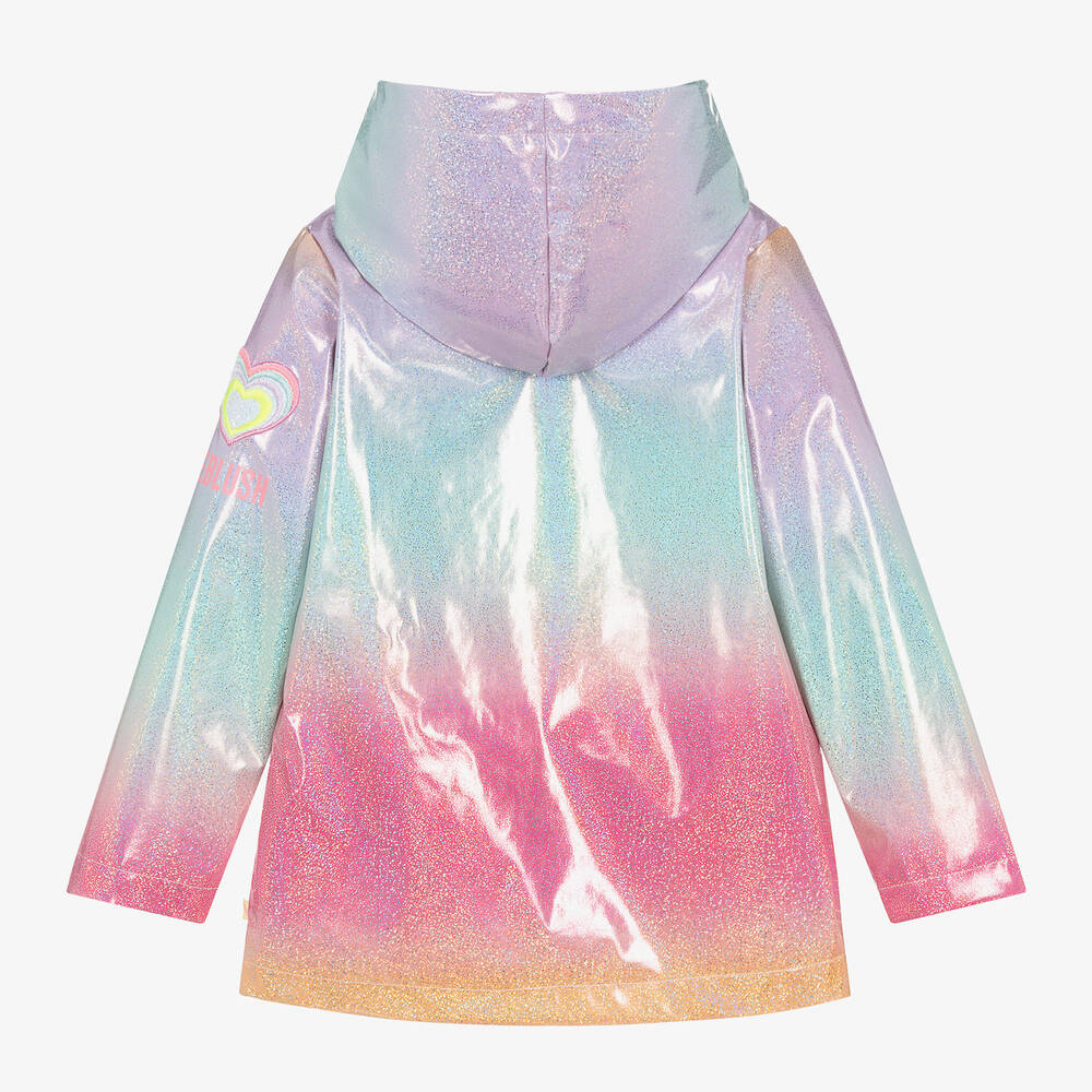 Billieblush Girls Pink Rainbow Glitter Raincoat Childrensalon Outlet