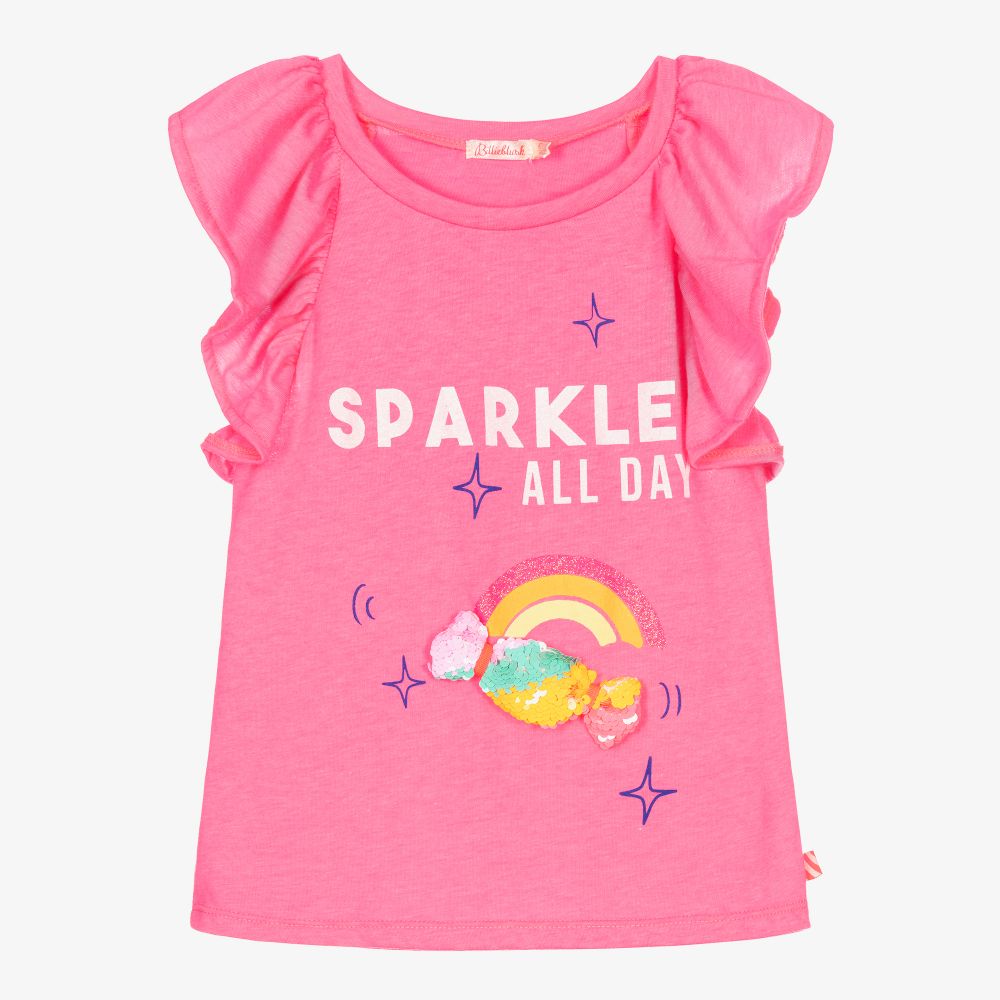 Billieblush - Розовая футболка с радугой для девочек | Childrensalon