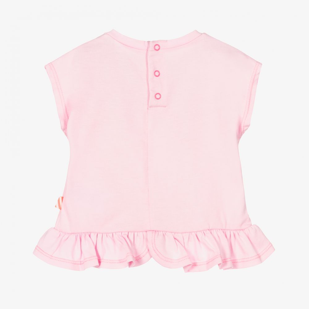 Billieblush-تيشيرت أطفال بناتي قطن مزين بكشكش لون زهري | Childrensalon Outlet