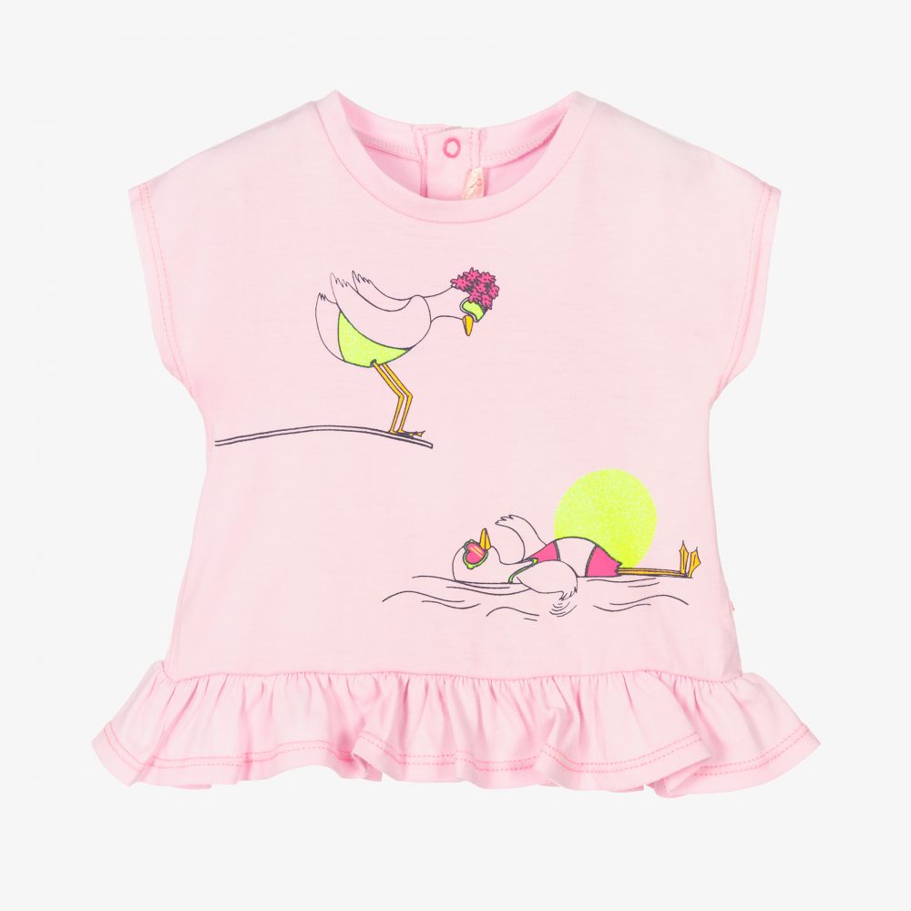 Billieblush - Розовая футболка с рюшами для девочек | Childrensalon