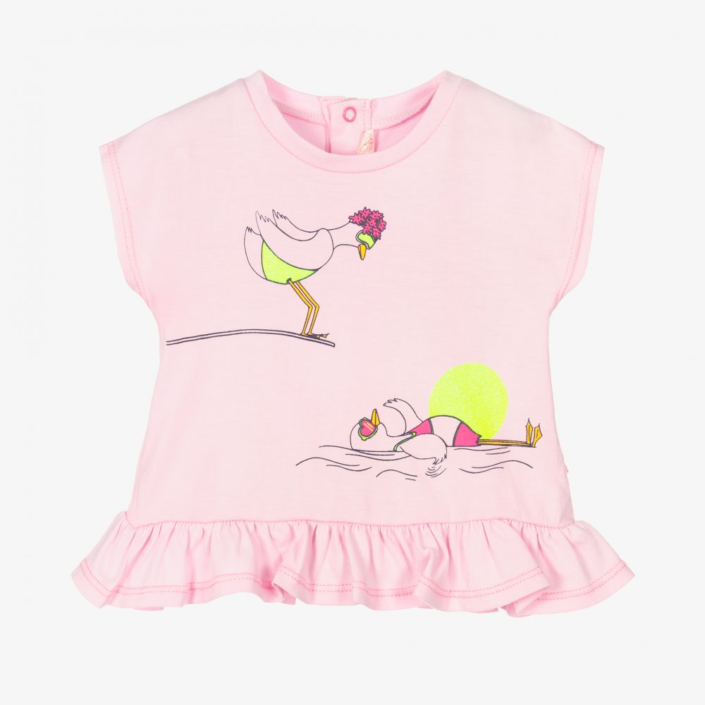 Billieblush-Girls Pink Ruffle T-Shirt | Childrensalon Outlet