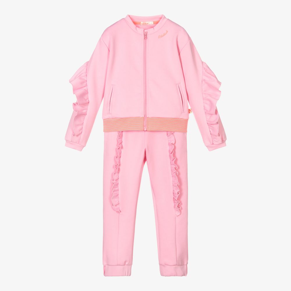 Billieblush - Girls Pink Ruffle Tracksuit | Childrensalon