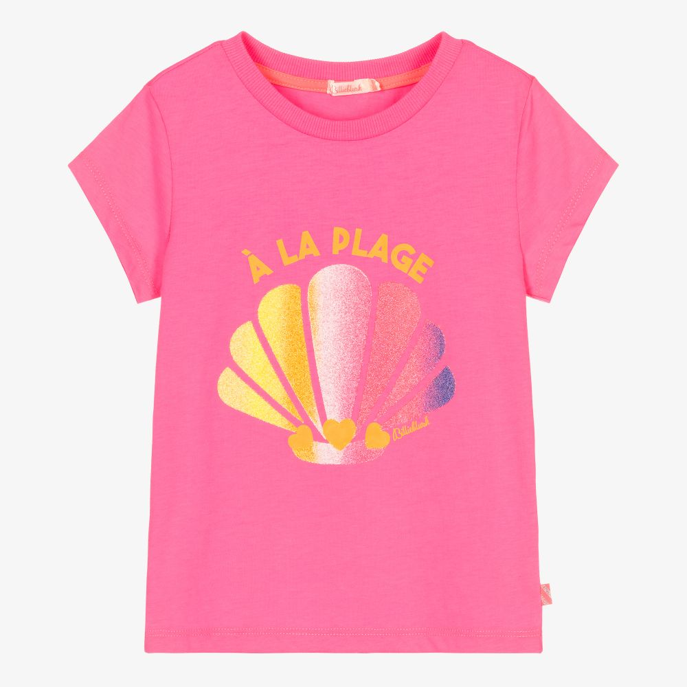 Billieblush - Розовая футболка с ракушкой для девочек | Childrensalon