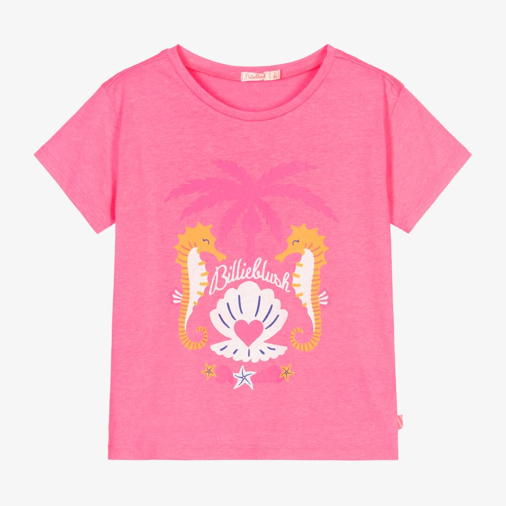 Billieblush - Розовая футболка с морскими коньками для девочек | Childrensalon