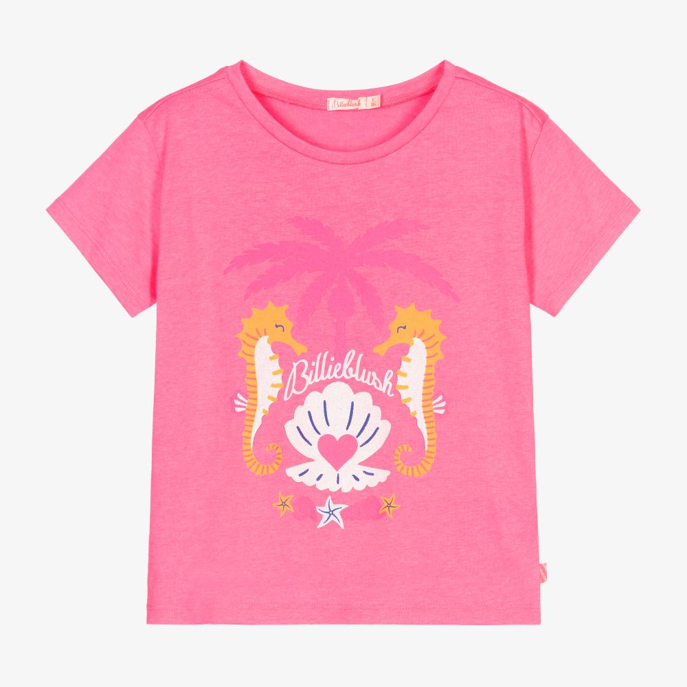 Billieblush-Розовая футболка с морскими коньками для девочек | Childrensalon Outlet