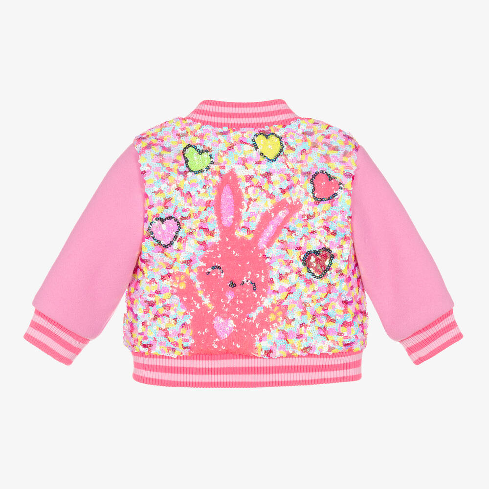 Billieblush - Girls Pink Sequin Bunny Bomber Jacket