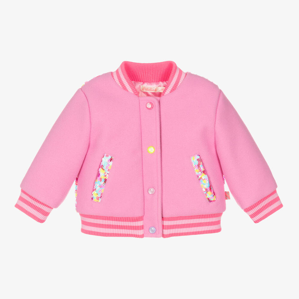 Billieblush - Girls Pink Sequin Bunny Bomber Jacket  | Childrensalon
