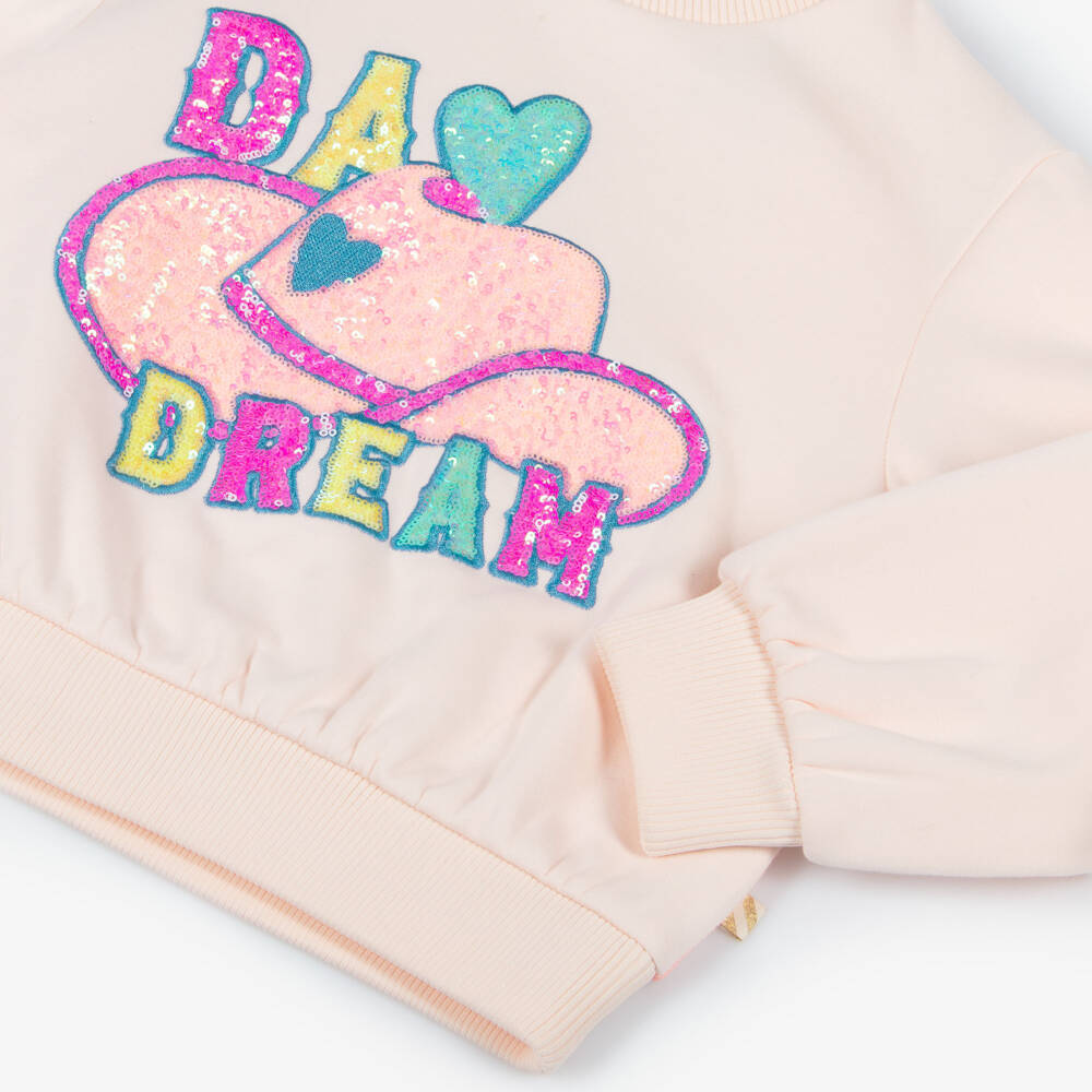 Billieblush-Girls Pink Sequin Cowboy Sweatshirt | Childrensalon Outlet