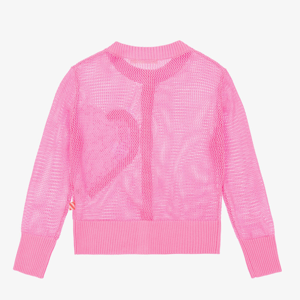 Billieblush Girls Pink Sequin Heart Knit Cardigan Childrensalon Outlet
