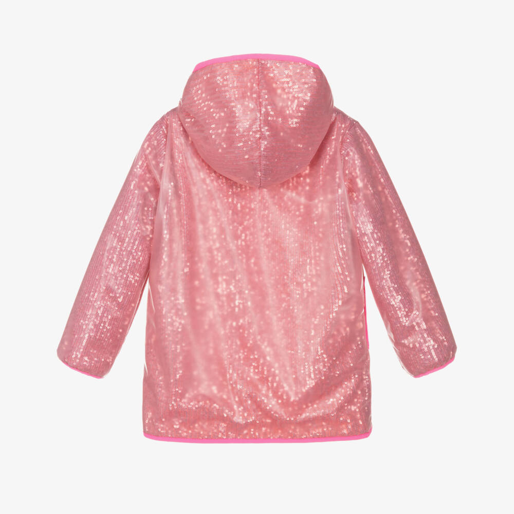 Billieblush-Girls Pink Sequin Hooded Raincoat | Childrensalon Outlet