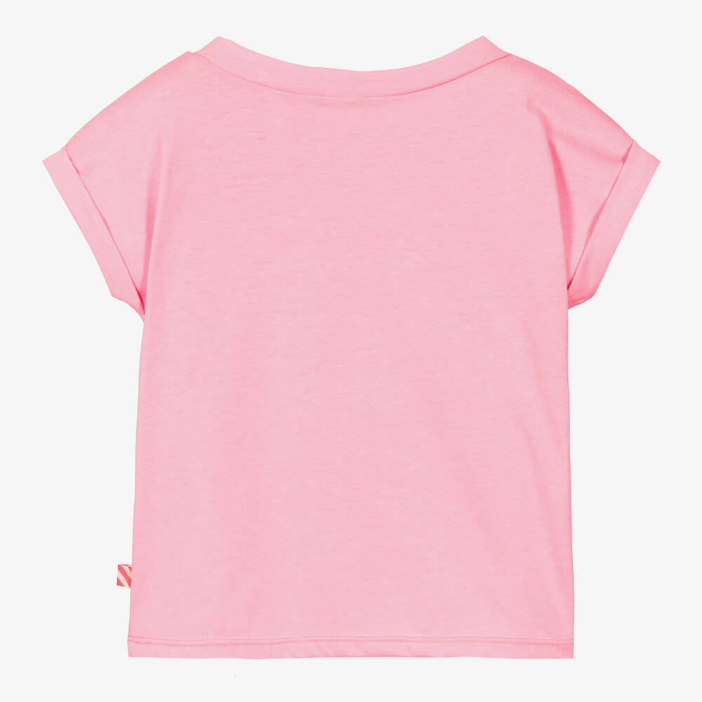 Billieblush-Girls Pink Sequin Slogan T-Shirt | Childrensalon Outlet