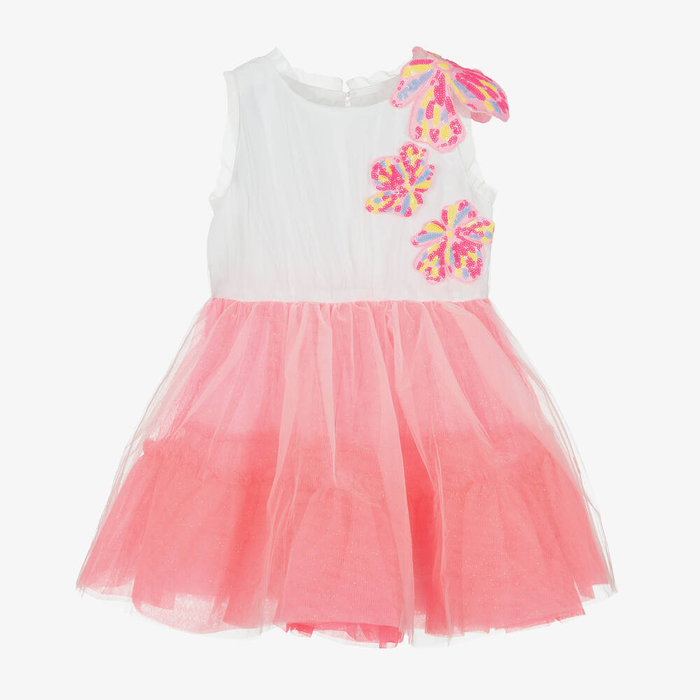 Billieblush - Girls Pink Sequinned Flower Dress | Childrensalon
