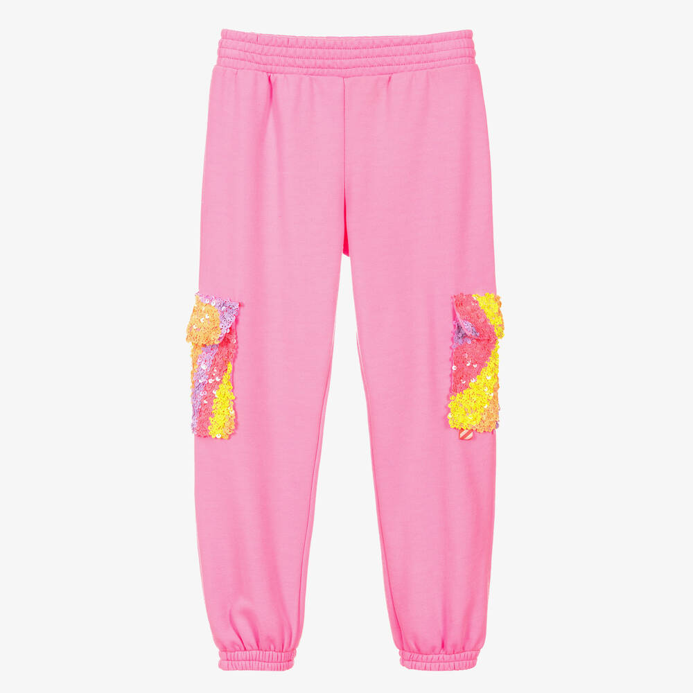 Billieblush - Girls Pink Sequinned Pocket Joggers | Childrensalon