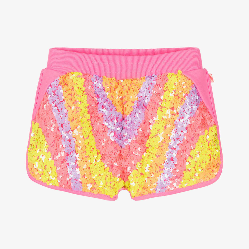 Billieblush - Girls Pink Sequinned Racer Shorts | Childrensalon