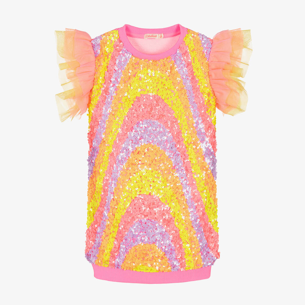 Billieblush - Girls Pink Sequinned Sweatshirt Dress | Childrensalon