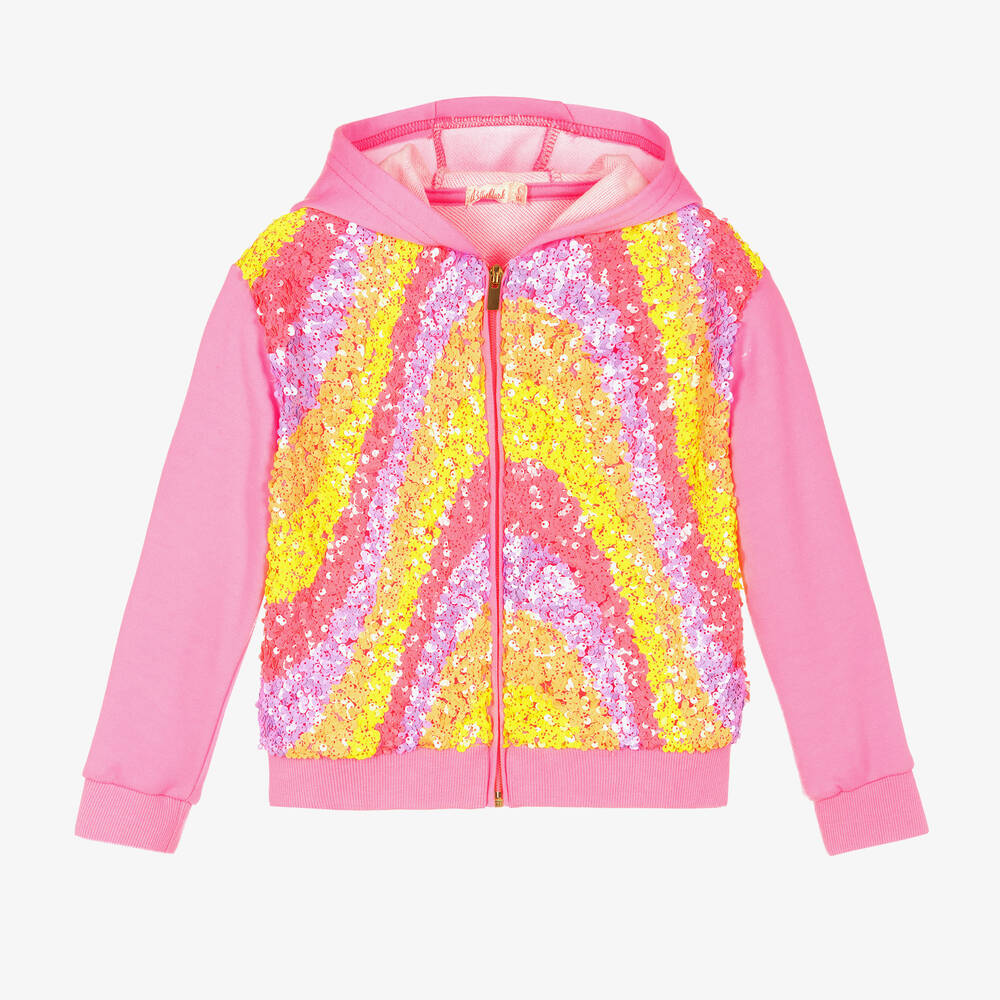 Billieblush - Girls Pink Sequinned Zip-Up Top | Childrensalon