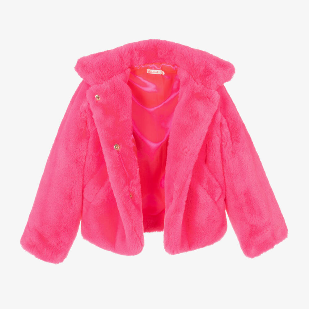 Billieblush-Girls Pink Shearling Coat | Childrensalon Outlet