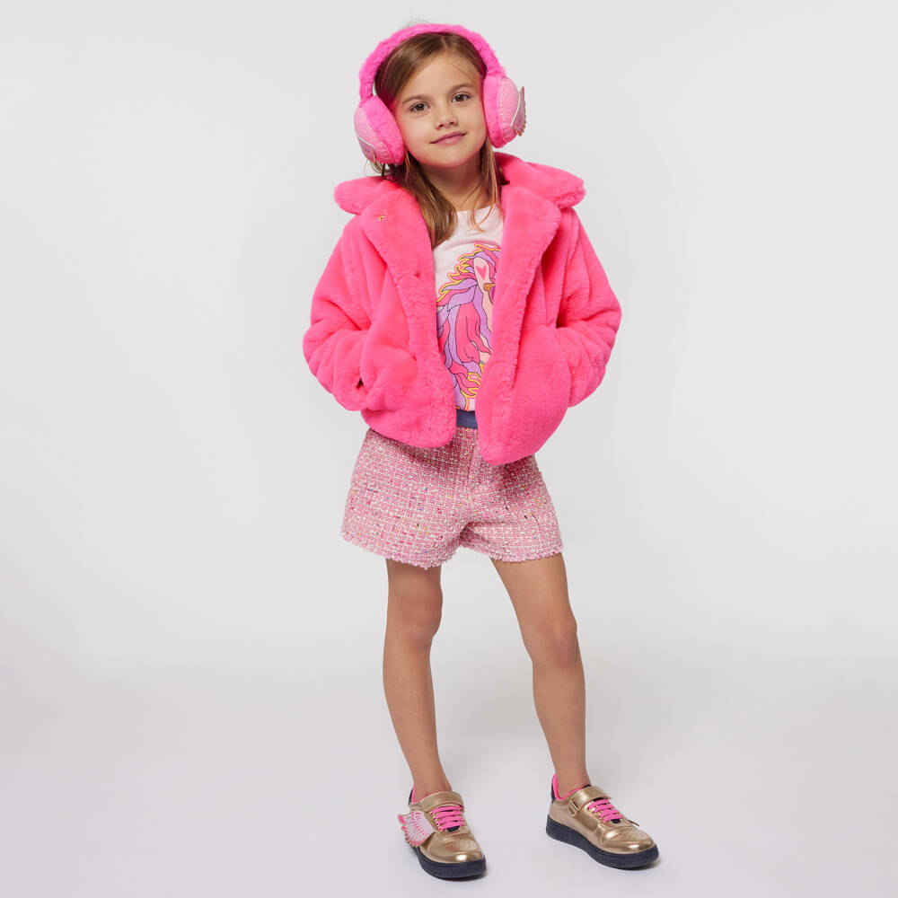 Billieblush-Girls Pink Shearling Coat | Childrensalon Outlet