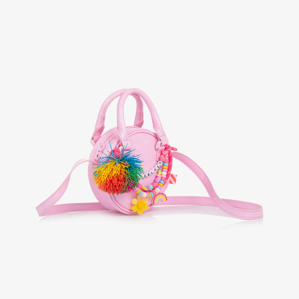 Billieblush-Girls Pink Shoulder Bag with Beaded Charms (12cm) | Childrensalon Outlet