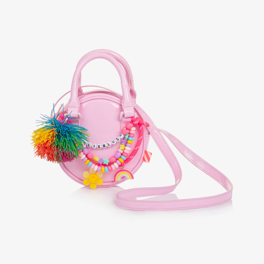 Billieblush-Girls Pink Shoulder Bag with Beaded Charms (12cm) | Childrensalon Outlet