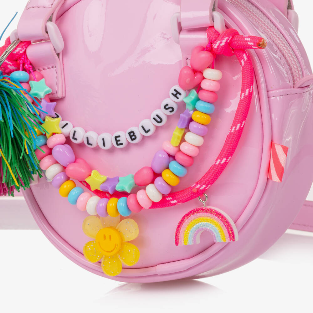 Billieblush-Girls Pink Shoulder Bag with Beaded Charms (12cm) | Childrensalon Outlet