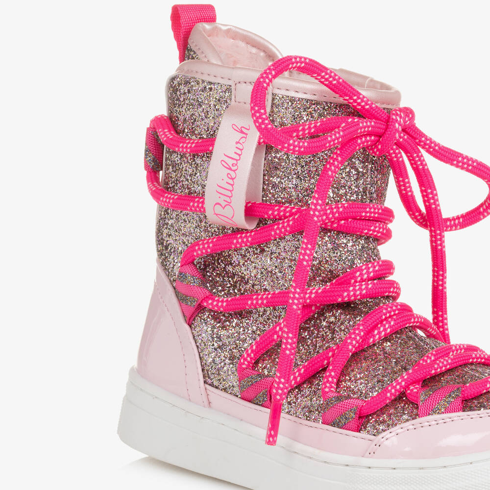 Billieblush-Розово-серебристые зимние ботинки с блестками | Childrensalon Outlet