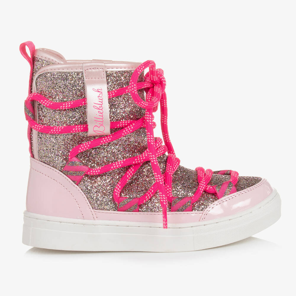 Billieblush-Розово-серебристые зимние ботинки с блестками | Childrensalon Outlet