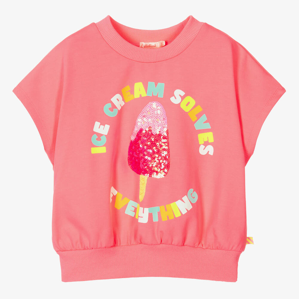 Billieblush-Girls Pink Slip-Over Sweatshirt | Childrensalon Outlet