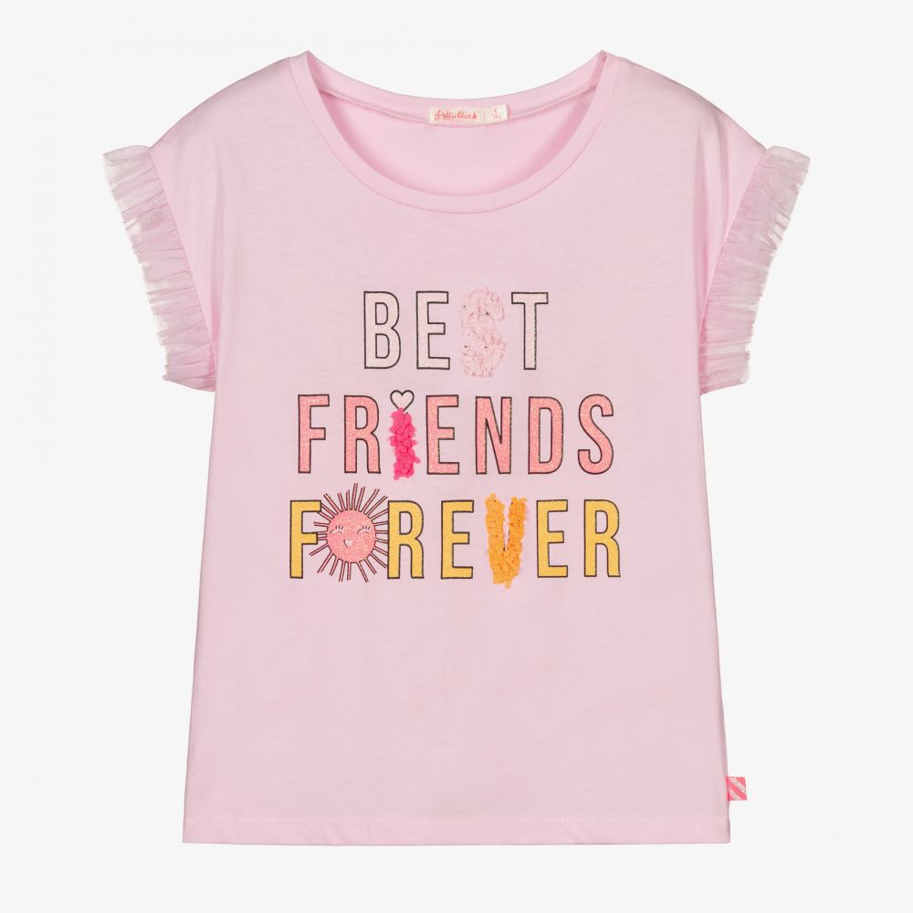 Billieblush - Розовая футболка со слоганом для девочек | Childrensalon