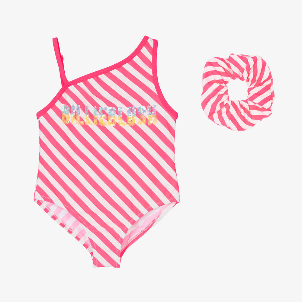 Billieblush-Girls Pink Stripe Swimsuit | Childrensalon Outlet