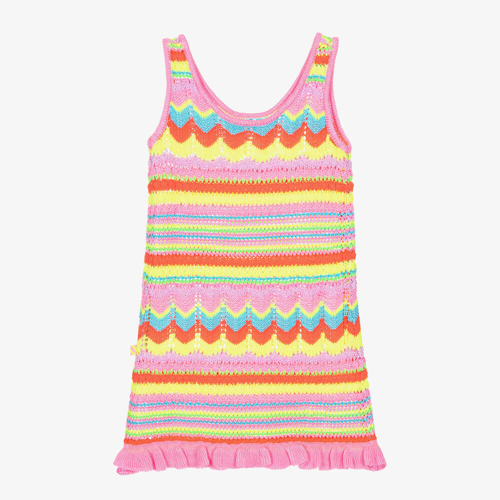 Billieblush-Girls Pink Striped Crochet Dress | Childrensalon Outlet