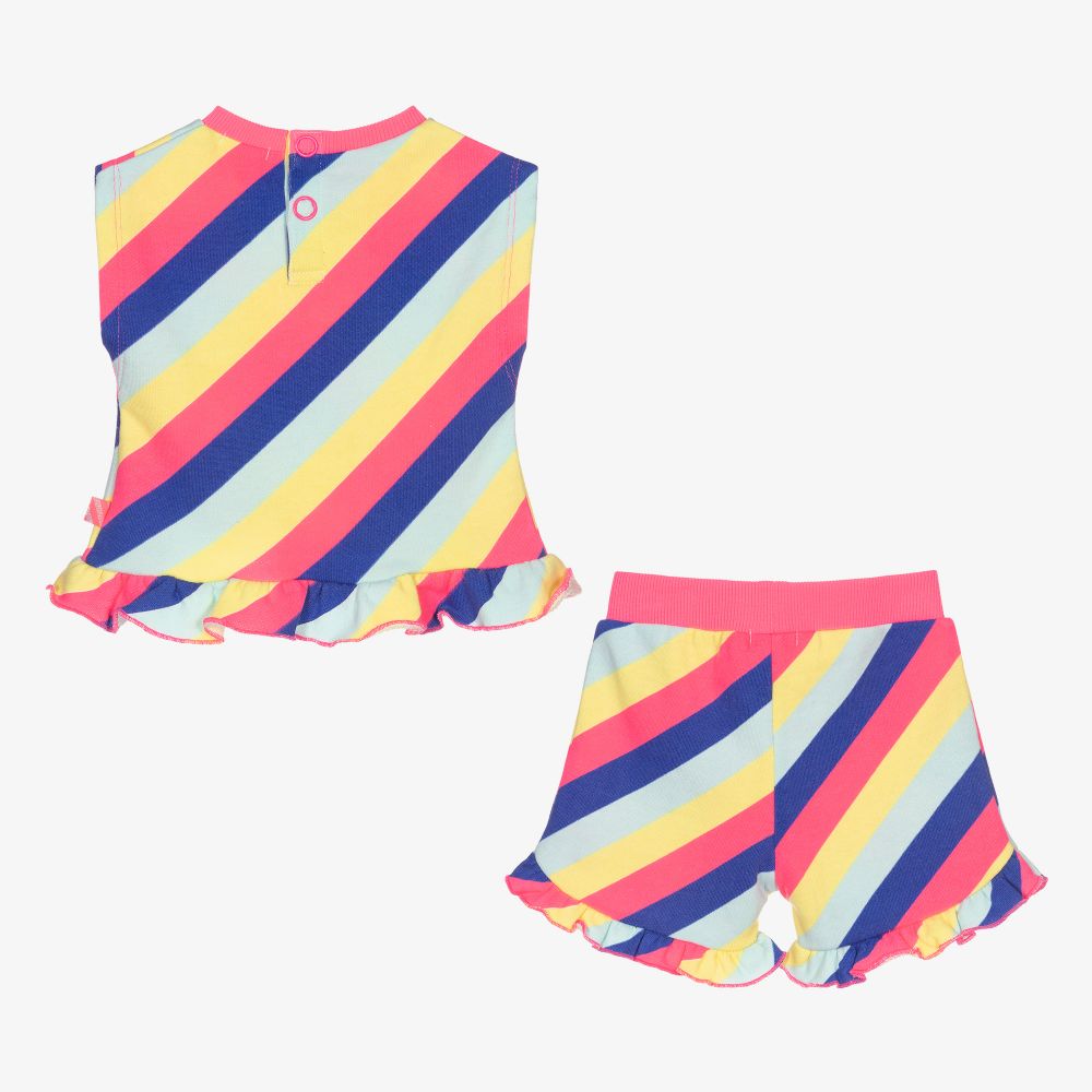 بيلي بلاش-طقم شورت أطفال بناتي قطن مقلم لون زهري | Childrensalon Outlet