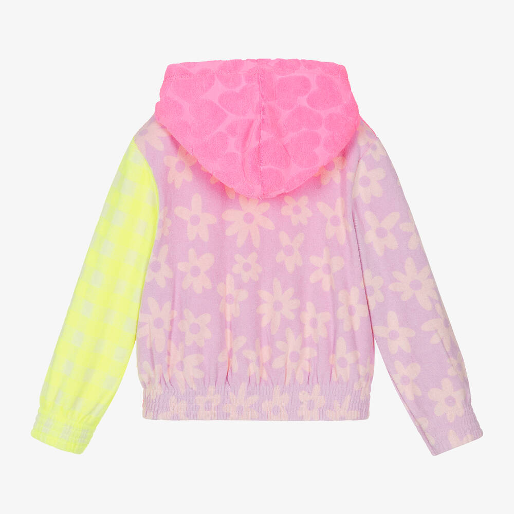 Billieblush-توب بسحّاب مزيج قطن لون زهري نيون للبنات | Childrensalon Outlet