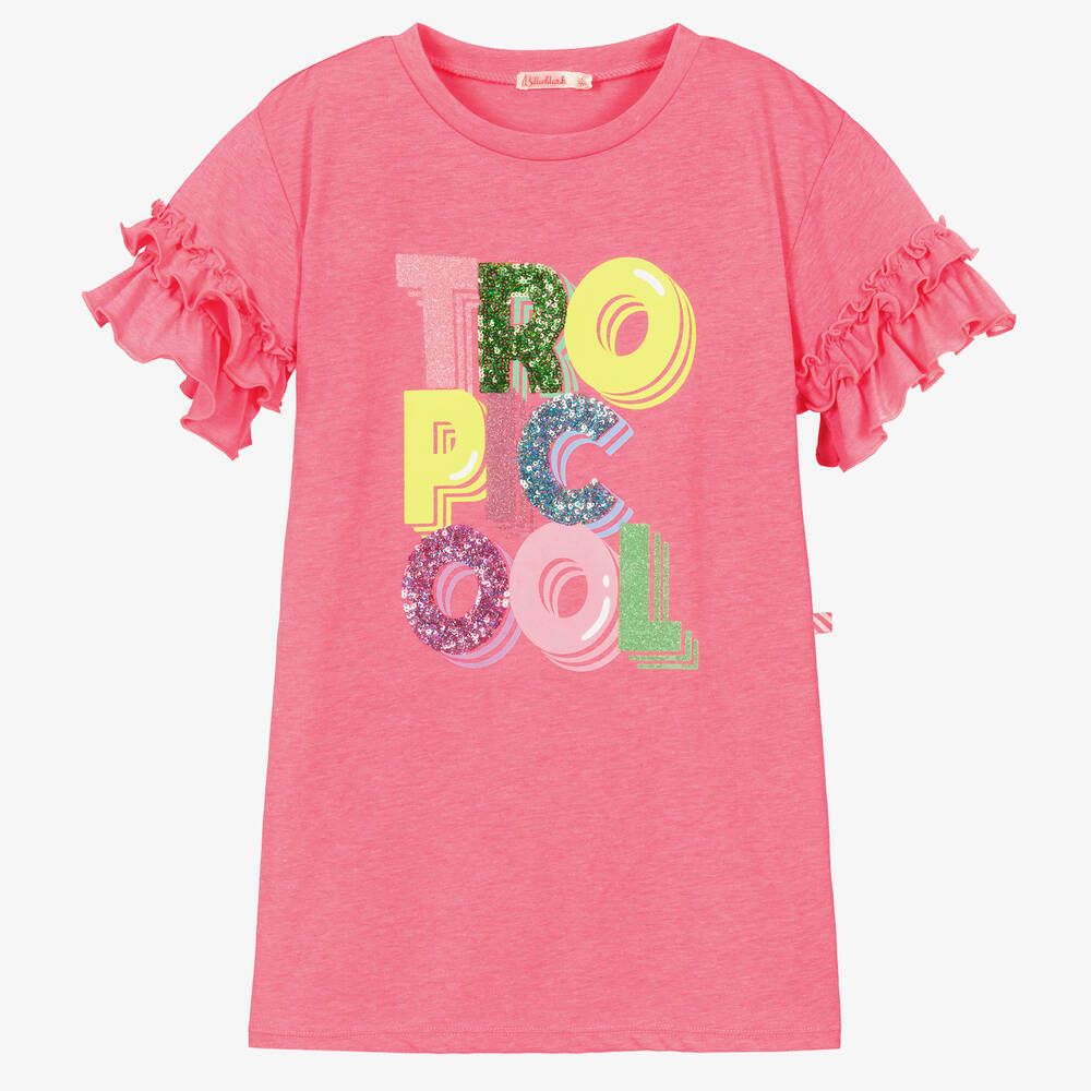 Billieblush-Girls Pink Tropicool Frill Sleeve Dress | Childrensalon Outlet